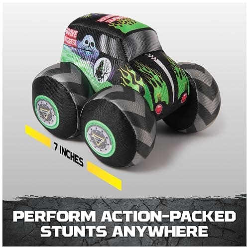 Monster Jam Grave Digger 7-Inch Plush Truck with Lights & Sounds | Includes 1 Plush Truck, Soft Body with Squishy Tires, Cuddly Pretend Play, Toys for Ages 3 and Up thumbnail 3