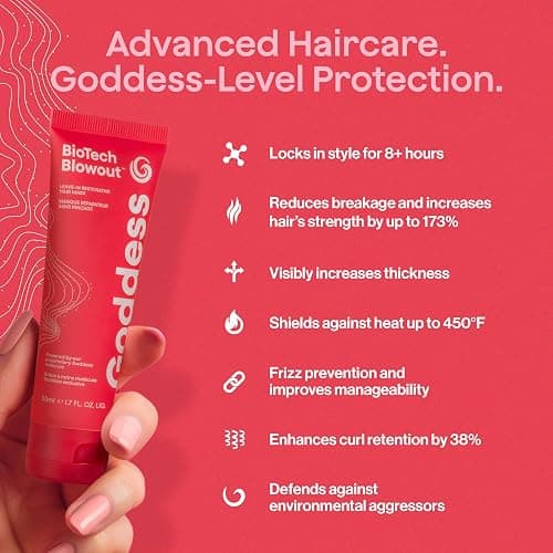 Biotech Blowout Leave-In Restorative Hair Mask 1.7 Fl Oz, Style & Heat Protectant (up to 450°F), 8-Hour Style, Frizz Control, for Damage Heat, Bleach, Colour & Chemical Stress, by Goddess Maintenance thumbnail 9