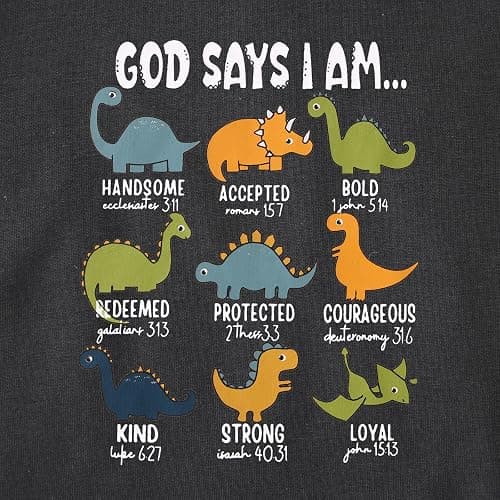 GLIGLITTR Toddler Boy Dinosaur Shirt God Says I Am Bible Verse Dino Religious Tshirt Christian Outfits Baby Short Sleeve Tees thumbnail 7