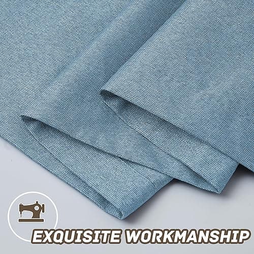 100% Blackout Linen Textured Curtains for Living Room, Bedroom, Light Weight Curtains with Grommets Top, Full Blackout Curtains Privacy Protection, Light Blue, 52" W x 95" L, 2 Panels thumbnail 9