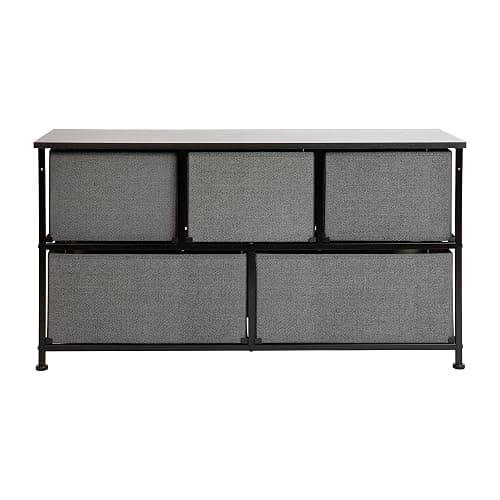 EMMA + OLIVER 5 Drawer Storage Chest with Black Wood Top & Dark Gray Fabric Pull Drawers thumbnail 8