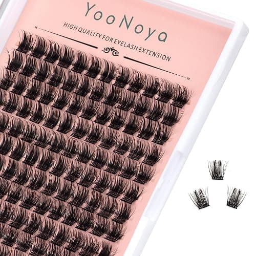 YOONOYA Lash Clusters 144 PCS Individual Lashes 12mm Eyelash Clusters D Curl Thick Cluster Eyelash Extensions Natural Wispy Cluster Lashes Reusable Volume Lash Clusters Lasting Lash (QD-12mm) - Image 1