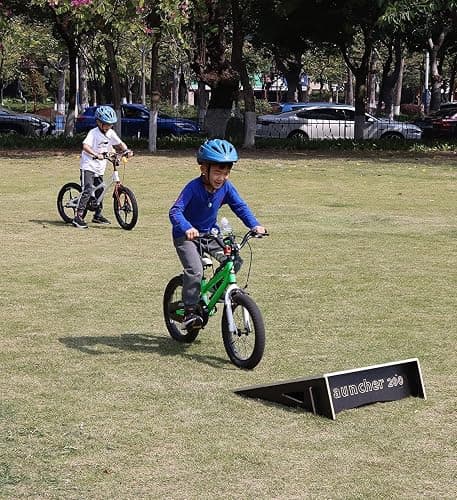 Andjoor Kids Jumping Ramp for Skateboard, Bike, Scooter, BMX, RC Car and Dirt Bike, 25.2 in, Black thumbnail 2