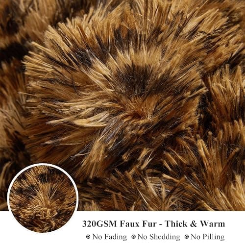 XeGe 20x54 Fluffy Faux Fur Leopard Print Body Pillow Cover, Cheetah Brown | Plush Fuzzy Faux Fur Body Pillowcase with Zipper, Farmhouse Shaggy Furry Long Pillow Cover For Pregnant Women Side Sleeper thumbnail 5
