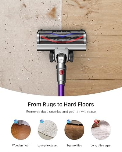 iXlion Cordless Vacuum Cleaner for Home - Powerful Stick Vacuum with HEPA Filter, 55-Min Runtime, LED Light, Anti-Tangle Brush, Detachable Battery,Lightweight Vacuum for Pet Hair,Carpets & Hard Floors thumbnail 6