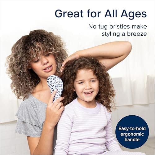 Crave Naturals Glide Thru Detangler Brush - Curly Hair Brush for Women and Kids - Wet and Dry Comb for Adults - Soft Flexible Bristles for Gentle Use - Styling Tool for Curls - Blue Cheetah thumbnail 5