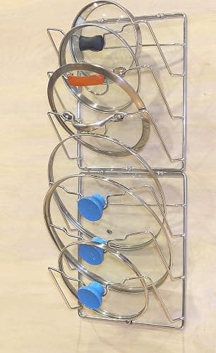 Simple Houseware 2-Pack Cabinet Door/Wall Mount Pot Lid Organizer Rack, 9.5" W x 4.5" D x 11.5”H, Chrome thumbnail 2
