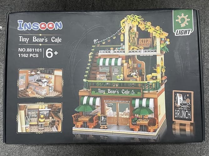 INSOON City Coffee House Building Set with Light, 1173 PCS Cafe Shop Building Block Toy with Ordering Counter Baking Room, House Construction Model Gift for Adults Teens Kids Boys Girls Ages 6-12+ thumbnail 10
