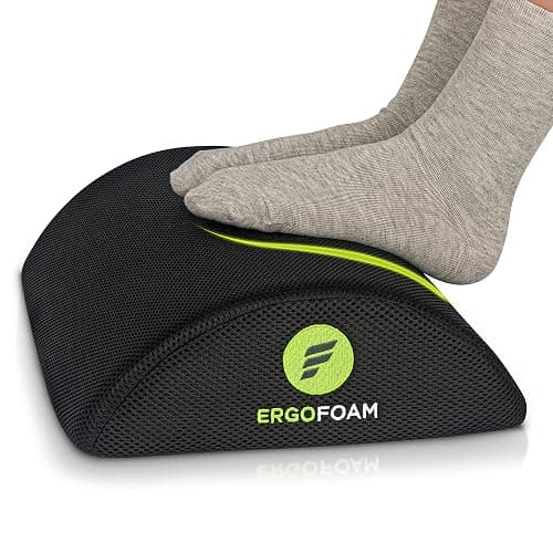 ErgoFoam Foot Rest for Under Desk at Work - Premium Under Desk Footrest - Desk Foot Rest for Lumbar, Back, Knee Pain - Ergonomic Foot Stool Under Desk (Black, Mesh) - Image 1