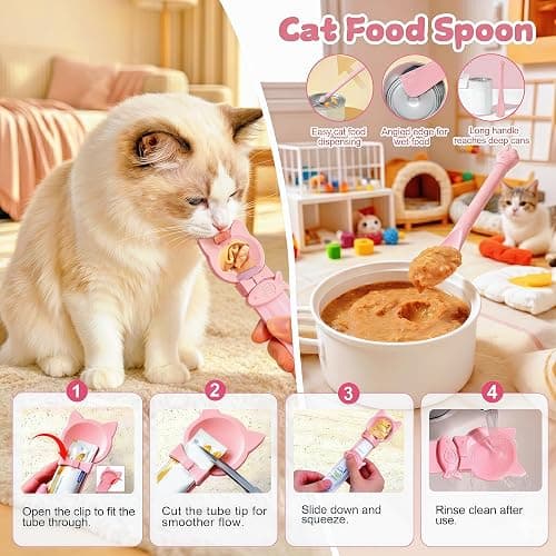 AZY 3-Piece Slow Feeder Cat Bowl Set with Strong Suction Cups | Silicone Lick Mat & Treat Spoon for Wet & Dry Food, Cat Enrichment thumbnail 4