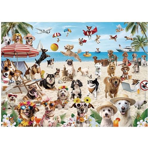 JOYIN 300 pcs Vacation Pups Dog Puzzles, Jigsaw Puzzle for Kids and Adults(27.6" x 19.7"), Vacation Puppy Theme Puzzles for Toddlers, Christmas Collection Gift Home Art Decor - Image 1