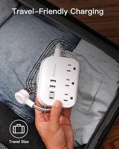 Cruise Ship Essentials - Mifaso Power Strip with USB Ports, 5Ft Flat Extension Cord with Multiple Outlets, USB Charging Station with Non Surge Protector for Cruise Ship, Travel, Dorm Room Essentials thumbnail 6