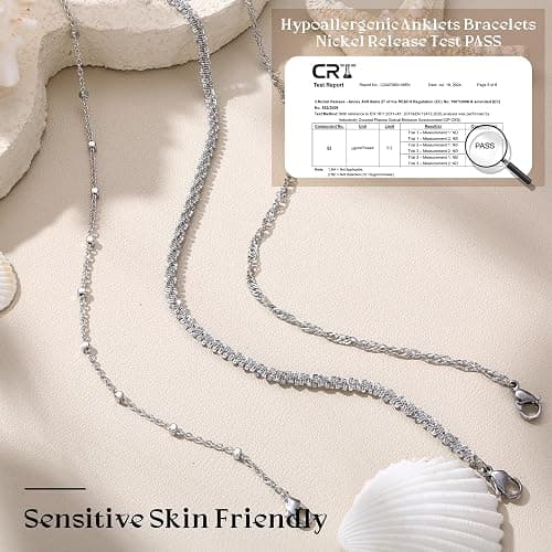 LOYALLOOK Ankle Bracelets for Women Waterproof, 14K Gold Plated Cuban Figaro Link Chain Beaded Anklets Set, Dainty Layered Anklets for Women Non Tarnish Summer Beach Foot Jewelry Adjustable Size thumbnail 6