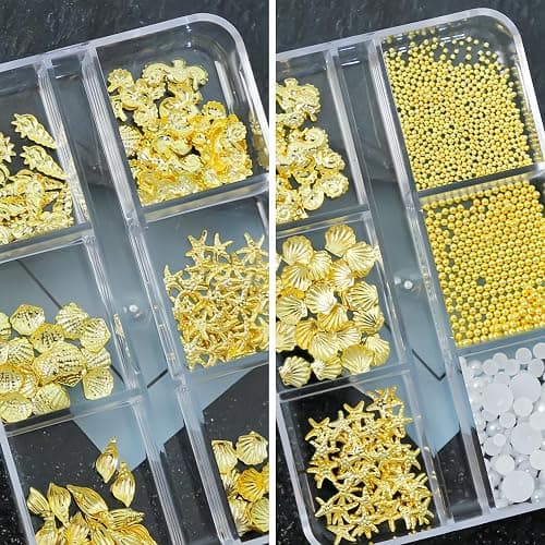 SHUXILIN 2Boxes Summer Steel Studs Metal Pearls Nail Gems Charms Metal Small Seashell Starfish Alloy Seahorse Nail Rhinestones Charms for Acrylic Nail Art Marine Theme Nail Supplies for Women Manicure thumbnail 6