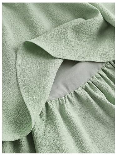 SHENHE Girl's Smocked Ruched A Line Swing Dress Layered Tie Shoulder Flowy Cami Short Dress thumbnail 2