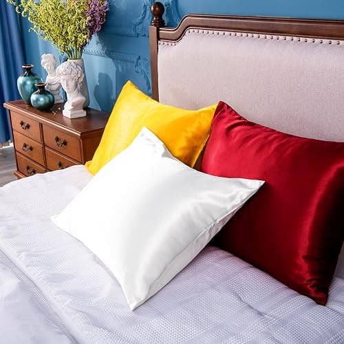 NTBAY California King Satin Pillowcases, Set of 2, White | Smooth Silky Microfiber Satin with Envelope Closure, 20 x 40 Inch Pillowcases, Pillow Inserts Not Included thumbnail 2
