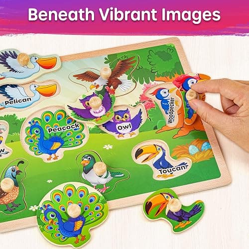 SYNARRY Wooden Puzzles for Toddlers 1-3, 6XSET Animals Puzzles for Toddlers 2-4 with Rack, Toddler Puzzles Ages 2-4, Kids Learning Educational Montessori Toys for 2 3 Year Old, Gifts for Boys Girls thumbnail 5