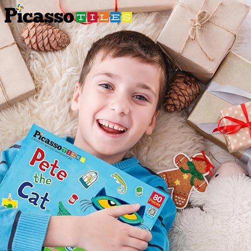 PicassoTiles Pete The Cat 80pc Magnetic Board Game Puzzle Playset Reusable Mix & Match Cartoon Toy with Storytelling, STEM Learning Activity Book and Storage Educational Kids Toys for Ages 3+ PTC02 thumbnail 2