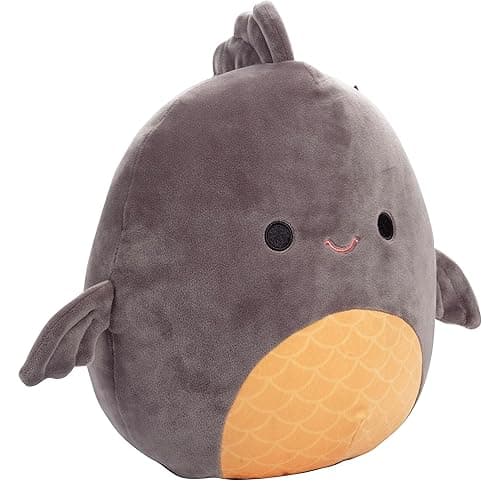 Squishmallows 10" Khalil Koi Fish Jazwares Ultra-Soft Stuffed Animal – Realistic Fish Plushie for Kids, Plush Collectors & Aquatic Lovers – Cute & Cuddly Toy Premium Quality - Black