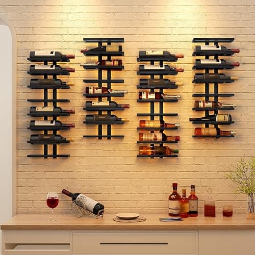 Hoctieon 8 Tier Wall Mount Wine Rack, Wall Racks for Wine Bottles Display and Storage, Hanging Bottle Organizer for Living Room, Dining Room, Wine Cellar, Bar, Black thumbnail 2