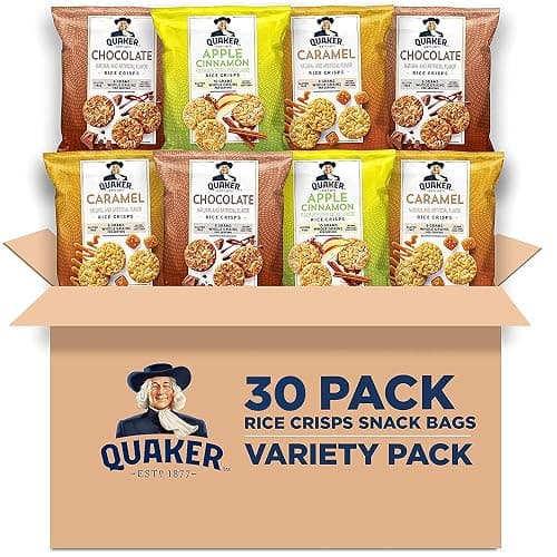 Quaker Rice Crisps, Gluten Free, 3 Flavor Sweet Variety Mix, 0.91oz Bags (Pack of 30) - Image 1