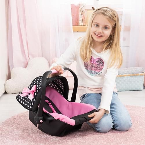 Bayer Design Dolls: Deluxe Car Seat: Hearts Black & Pink - Pretend Play Accessory for Dolls/Plushes Up to 18", Ages 3+, Large thumbnail 5