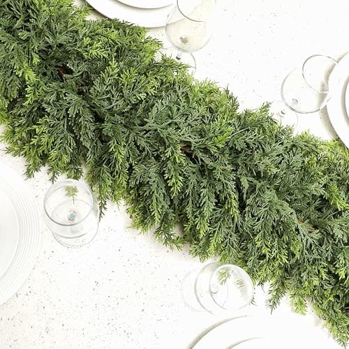 Waydress 2 Pcs 6ft Christmas Cedar Garland Artificial Realistic Soft and Thickness Green Faux Fake Full Cedar Pine Garland for Fireplace Mantel Table Doorframe Indoor Outdoor Xmas Holiday Decoration thumbnail 3