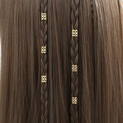 MODASER 220 Pcs Gold Hair Jewelry for Braids, 12 Styles Gold and Silver Hair Accessories Cuff for Braids and Dreadlocks, Adjustable Metal Rings Cuffs Clips for Dreadlock Accessory Jewelry Decorations thumbnail 6