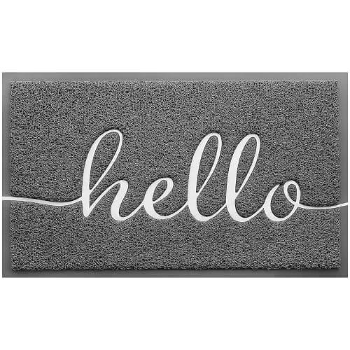 BeneathYourFeet Door Mat (36"x24",Dark Grey), Welcome Mat Low Profile Floor Mat Front Doormat Non Slip Mats for Entryway, Patio, High Traffic Areas - 2'11" x 2' (Rectangular) - Dark Grey-hello - Image 1