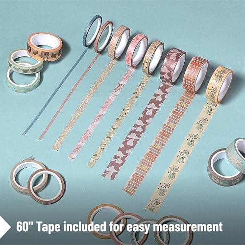 Mr. Pen- Washi Tape Set, 21 Rolls, Assorted Sizes, Vintage Charm Design, Washi Tape for Journaling thumbnail 6