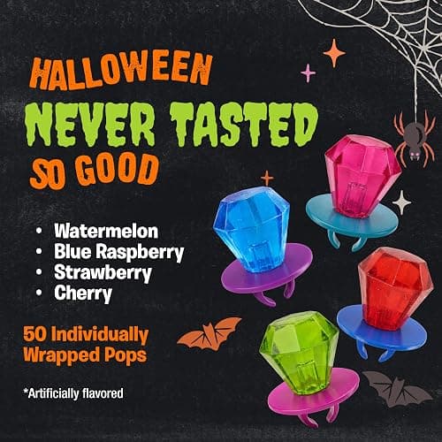 Ring Pop Lollipops - Bulk Candy Individually Wrapped Suckers Variety | Party Pack- 50 Count w/ Assorted Flavors - Hard Candy for Party Favors, Kids & Goodie Bags thumbnail 3