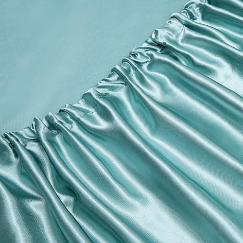 Vonty Satin Full Aqua Sheets, Fitted + Flat + 2 Pillowcases | Silky Satin Protects Hair, Reduces Facial Wrinkles, Deep Pocket Up To 15 Inch, Machine Washable, Year-Round Comfort thumbnail 6