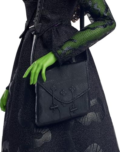 Mattel Universal Wicked Elphaba Fashion Doll & Accessories with Green Skin, Braided Black Hair, Posability & Removable Ballroom Look thumbnail 4