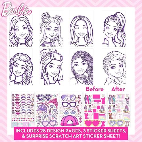 Horizon Group USA Barbie Magazine - Create Hair & Makeup Looks with 130+ Stencils, 180+ Stickers, Crayons & Pretend Makeup thumbnail 6