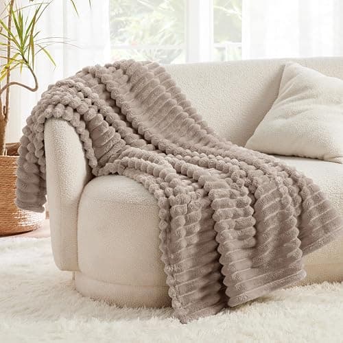 Bedsure GentleSoft Brown Throw Blanket for Couch - Cozy Soft Fleece Blankets for Women, Cute Small Throws for Girls, Mocha Meringue, 50x60 Inches thumbnail 2
