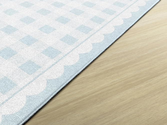 Flagship Carpets Pretty in Pink Light Blue Gingham Educational Area Rug for Kids Room, Children's Classroom Rug for Teaching and Playroom, 5' X 7'6" - Light Blue thumbnail 2