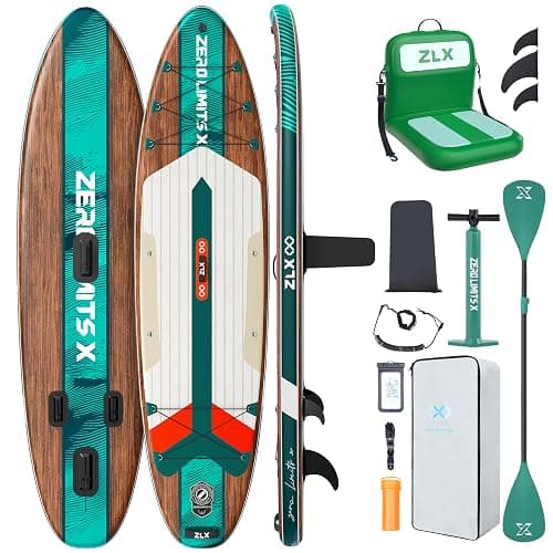 ZLX Inflatable Stand Up Paddle Board, 10'6" SUP Non-Slip Stable Deck Pad, Unique Center Fin, Premium Accessories, Portable Paddleboard for Adults, Beginners, All Skill Levels - Image 1