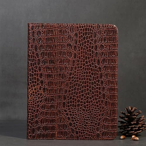 Gexmil Genuine Leather Case for iPad Pro 11 Inch 4/3/2/1st Gen 2022/2021/2020/2018,Smart Folio with Pencil Holder,Protective Shockproof Real Leather Cover,Auto Sleep/Wake,Brown Crocodile thumbnail 7