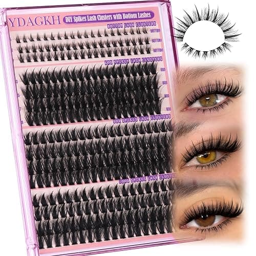 Volume Lash Clusters Spikes Cluster Eyelash Extensions 60D 80D 100D Thick Spiky Individuals Lashes 5-19mm Mega Wispy Eyelash Extension Fluff DIY D Curly Lash Extension with Bottom Lashes 296Pcs thumbnail 7