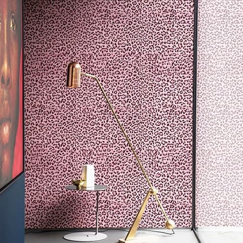 Leopard Print Peel and Stick Wallpaper, Waterproof Removable Self Adhesive Textured Wall Paper, Black and Pink Unique Funky Cheetah Contact Paper for Bedroom and Bathroom 120"X17.3"(14.4 sq. ft) thumbnail 4