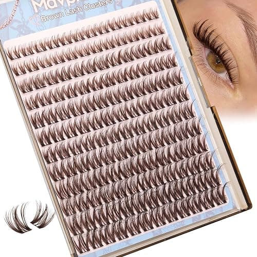 Flaunt Lash Clusters Brown Eyelash Clusters Fluffy Cluster Lashes Ultra-Dense Lash Clusters Eyelashes Extension Waterproof Individual Lashes Dark Brown Wispy CC-Curly Lash Extensions (144Pcs, 8-16MM) - Image 1