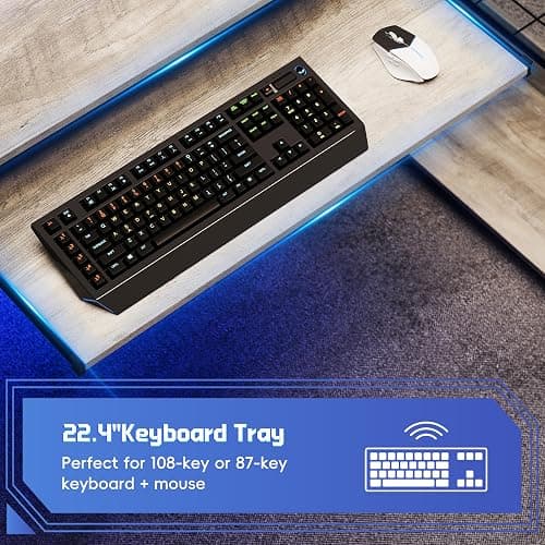 IAISRO L Shaped Gaming Desk with Power Outlets & RGB Lights, 46'' L- Shaped Desk Computer Corner Desk with Monitor Stand & Storage Shelf & Hook, Home Office Desk Writing Desk, Grey thumbnail 5