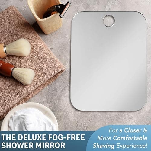 Shave Well Deluxe Anti-Fog Shaving Mirror with Removable Adhesive Hook | Fogless Hanging Bathroom Shower Mirror with Handheld Option | Includes Long-Lasting Removable Adhesive Hook for Wall thumbnail 5