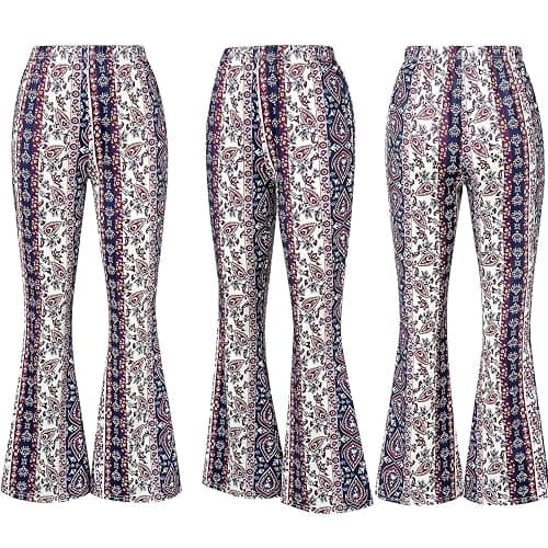 DLAYBGFA Flare Leggings Yoga Pants Women High Waisted Boho Flare Palazzo Pants Stretch Wide Leg Bell Bottom Yoga Leggings thumbnail 4