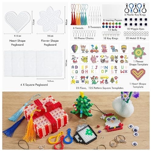 Fuse Beads Kit, INSCRAFT 25,000 pcs 26 Colours 5MM, Including 127 Patterns, 4 Big Square, 1 Heart Pegboards, 1 Flower Ironing Paper, Tweezers, Iron Beads for Craft Making thumbnail 4