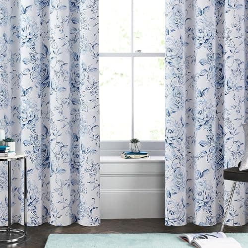 Beauoop Floral 100% Blackout Curtains for Bedroom Navy Blue 50x63 2 Panels | Rose Flower Patterned Room Darkening Drapes for Living Room 90 Inch Long Farmhouse Thermal Insulated Soundproof Grommet thumbnail 8