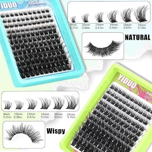 YIDUO Lash Clusters Kit 6 Styles Bulk Packs Eyelash Extensions Volume/Manga/ultra/Dramatic with pikes Bottom Lashes Clusters Kit 5-20mm Wispy D Curl Individual Fake Eyelashes Kit DIY at Home Easily thumbnail 4