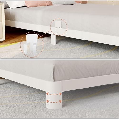 HQU 4 Inch Twin Bed Frames with Metal Baffles, White Bed Frame Twin No Box Spring Needed, Heavy Duty Steel Slats Support, Baby & Pet Friendly, Round Corner Design, Easy Assembly, Noiseless thumbnail 4
