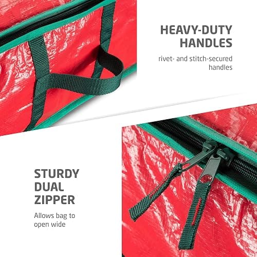 ZOBER Gift Wrapping Paper Organizer Storage - 40" Gift Wrap Storage Containers With Interior Pockets For Bows, Tags & Ribbons - Wrapping Paper Holder, Waterproof, Fits 24 Standard Rolls, Red thumbnail 7