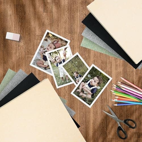 Vienrose Photo Album Scrapbook, 3 Ring 12" x 12" Linen Cover Kraft Paper Memory Book with 50 Sheets 100 Pages, Scrapbook Set for Wedding, Anniversary, Family, Travel, Beige thumbnail 9